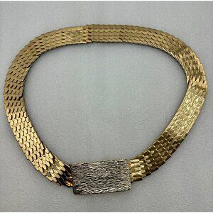 1980s Gold Tone Fish Scale Style Belt-Articulated Stylish Funky Fab